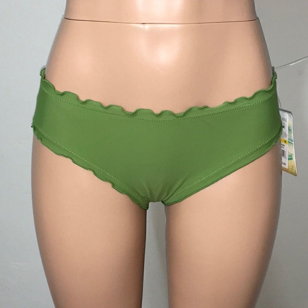 Olive green scalloped edge bikini bottoms.… - Picture 2 of 6